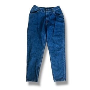 Vintage 90s Lee Dark Wash Denim Tapered Straight Leg Blue Jeans Women’s Size 14